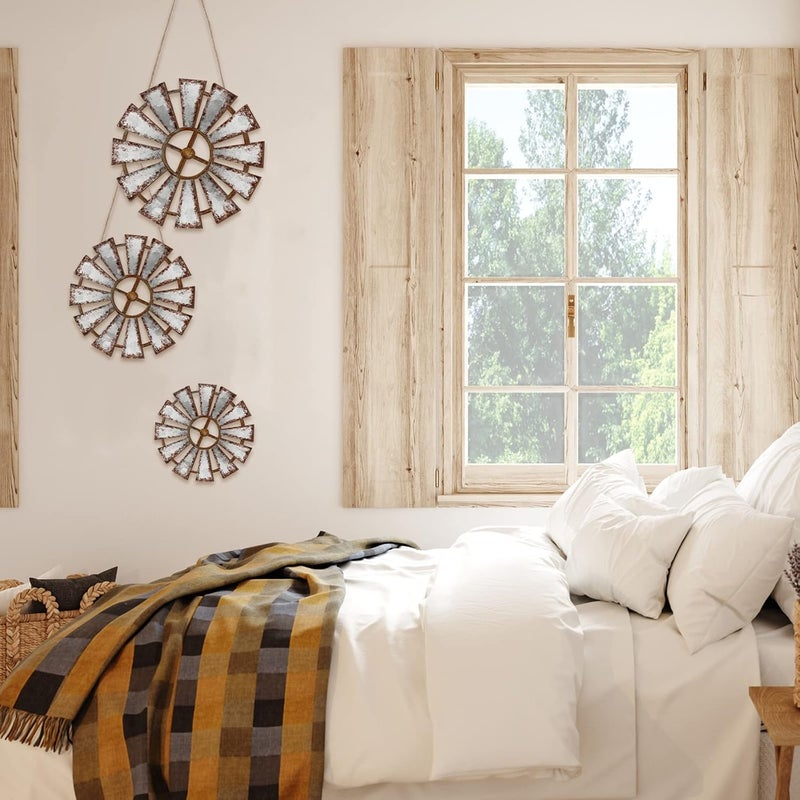 Yookeer 3 Pcs Wood Windmill Wall Decor Farmhouse Hanging Decoration Wooden Windmill Kitchen Decor Rustic Decor Living Room Sculpture Art for Bedroom Nursery Home Decor(Farmhouse) - Image 5